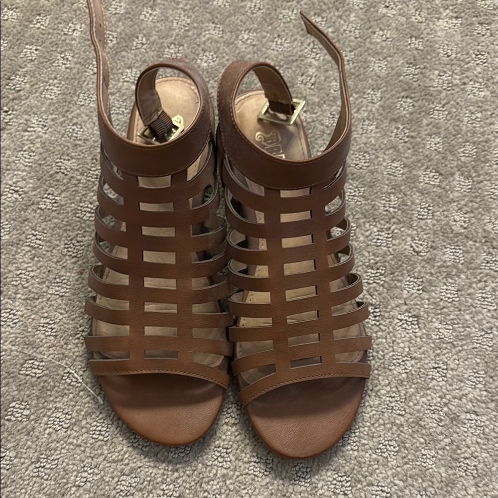 Brash Brown Strappy Cage Sandals for Women